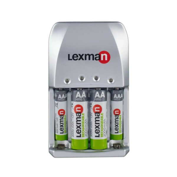 Зарядний пристрій для акумуляторів AA і AAA LEXMAN + 4 акумулятори в комплекті